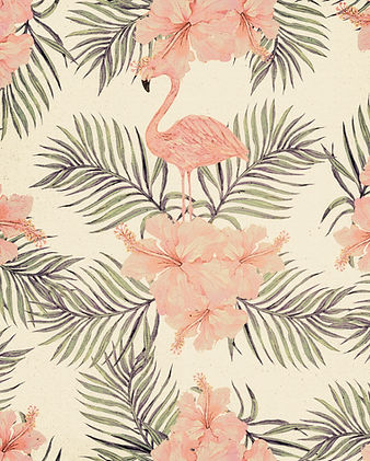 Flamingo- en Hibiscuspatroon