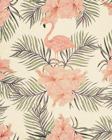 Flamingo- en Hibiscuspatroon