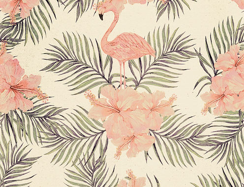 Flamingo- en Hibiscuspatroon