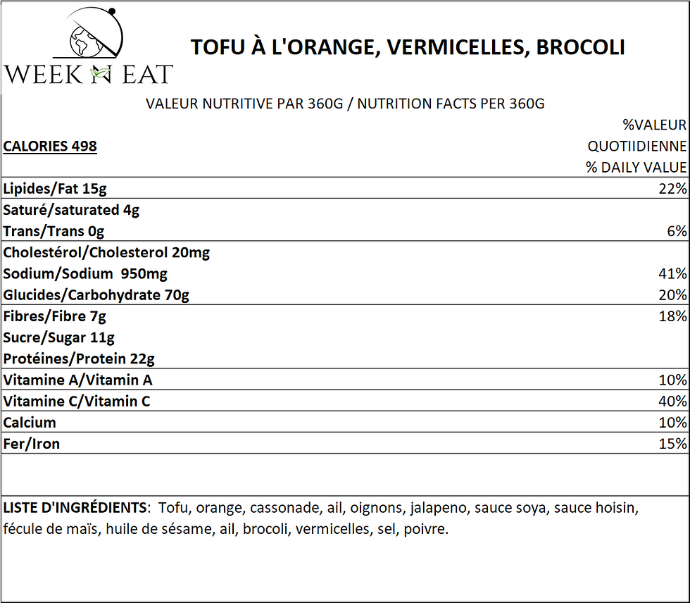 Thumbnail: TOFU À L'ORANGE, VERMICELLES, BROCOLI