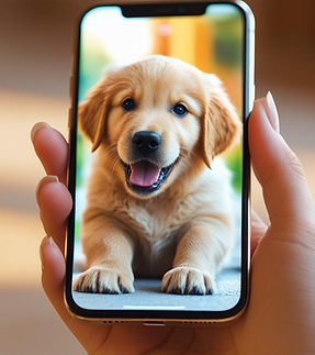 ペットの写真をスマホで撮影している画面と手元の画像.png