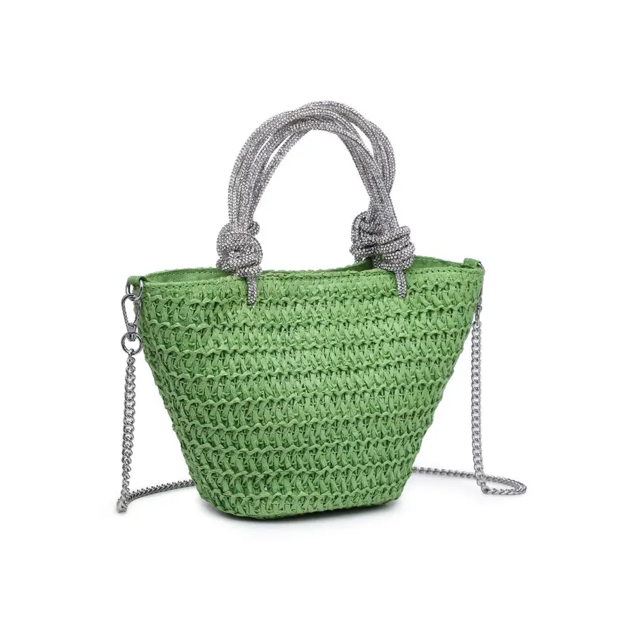 Pistachio Green Straw mini tote