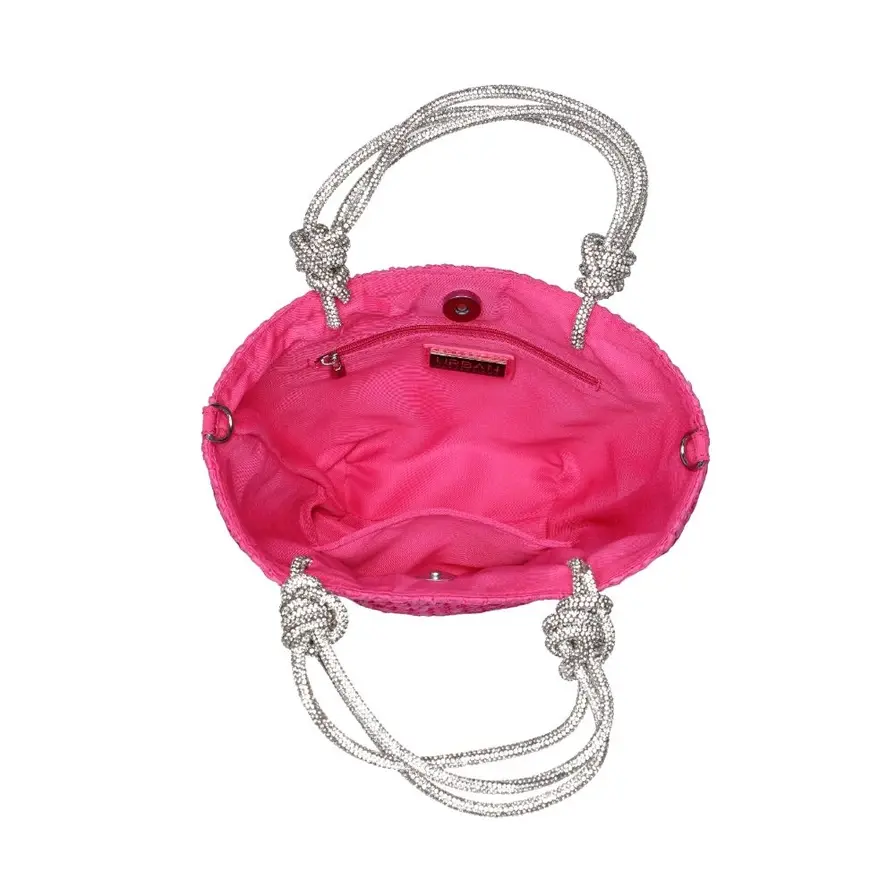 Pink straw mini tote