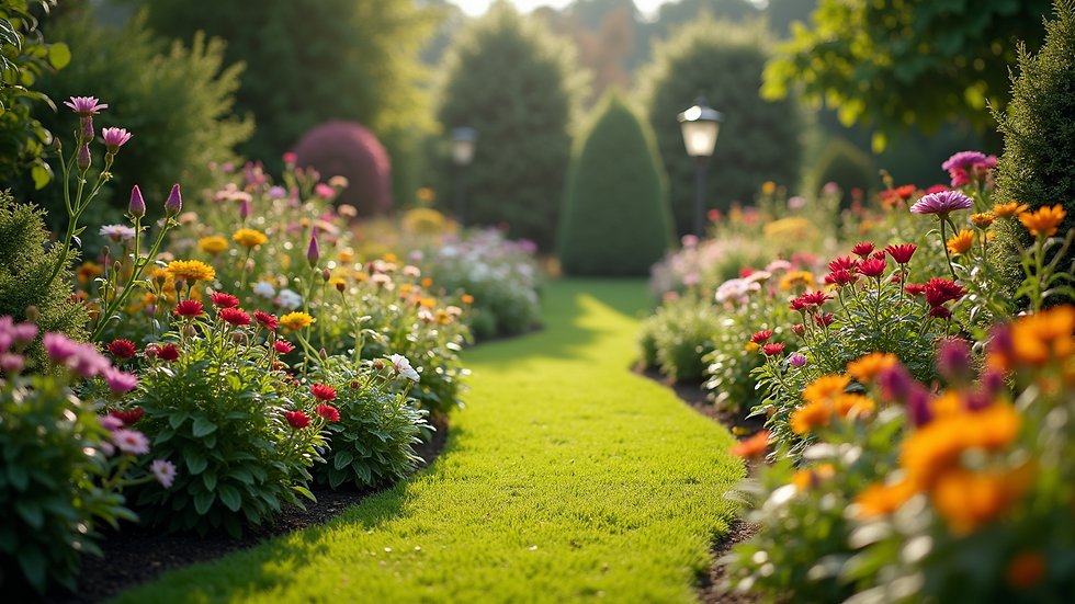 High angle view of a vibrant garden landscape