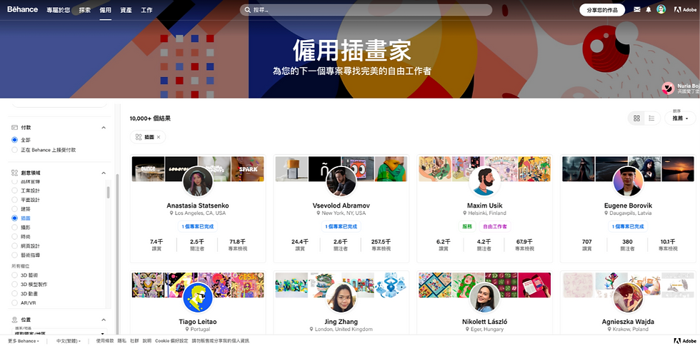 僱用behance上的插畫家