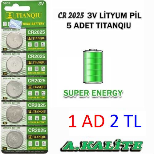 DÜĞME PİL TIANQIU CR-2025 LİTYUM ALKALİNE