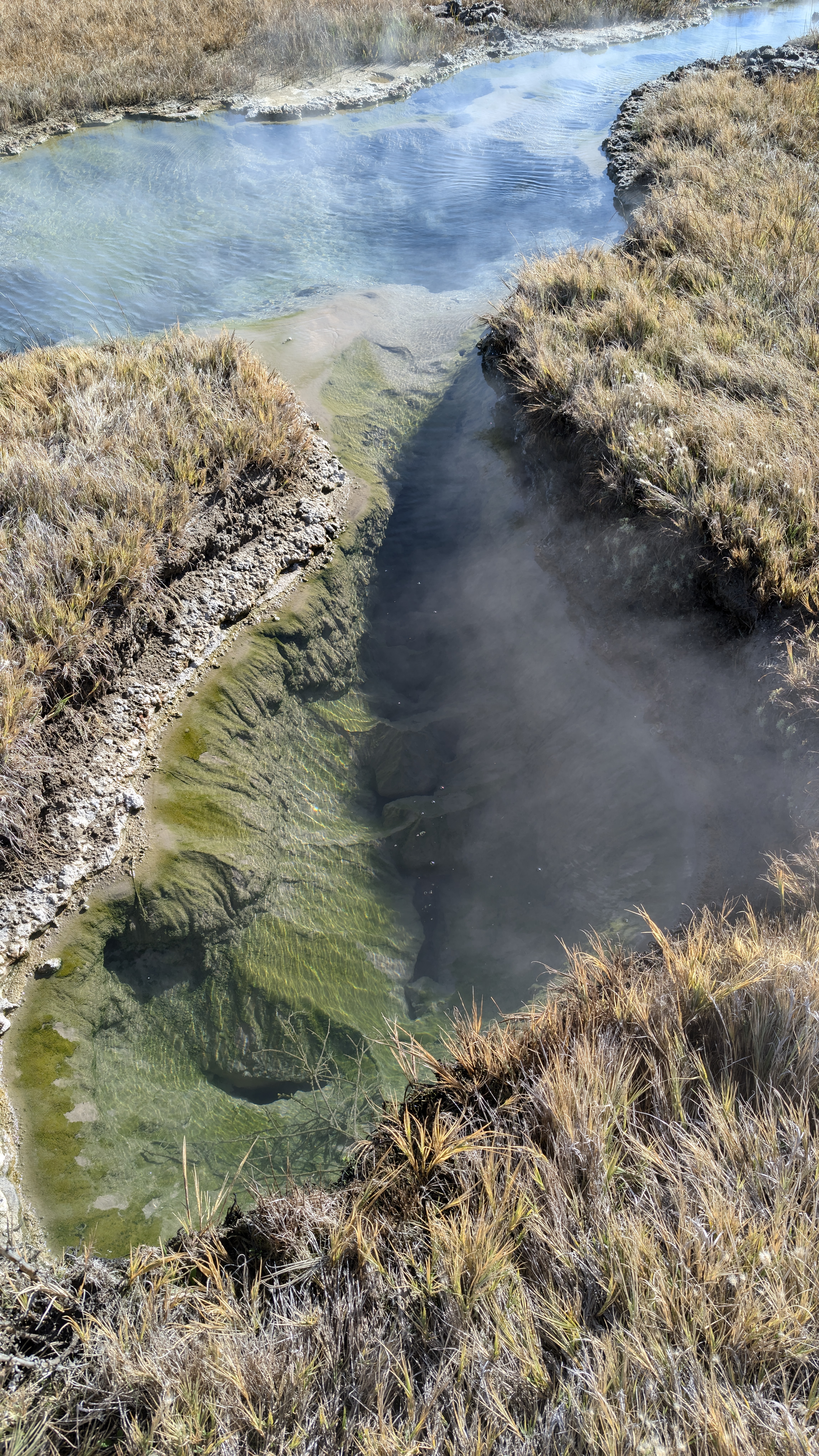 Steam rising from a high desert hot spring