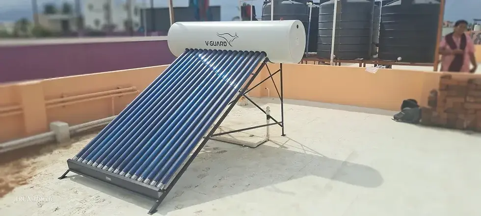 V-Guard TRU HOT 200 PRO Solar Water Heater installed at a customer site in Coimbatore