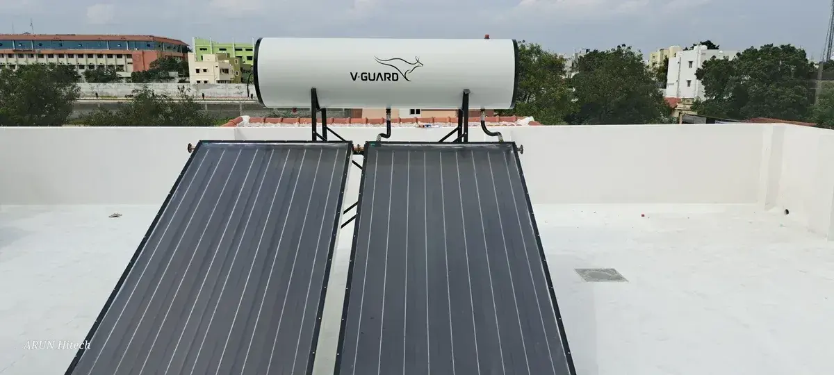 V-Guard 200 LPD High Efficiency Solar Water Heater — front view, Arun Hitech Coimbatore