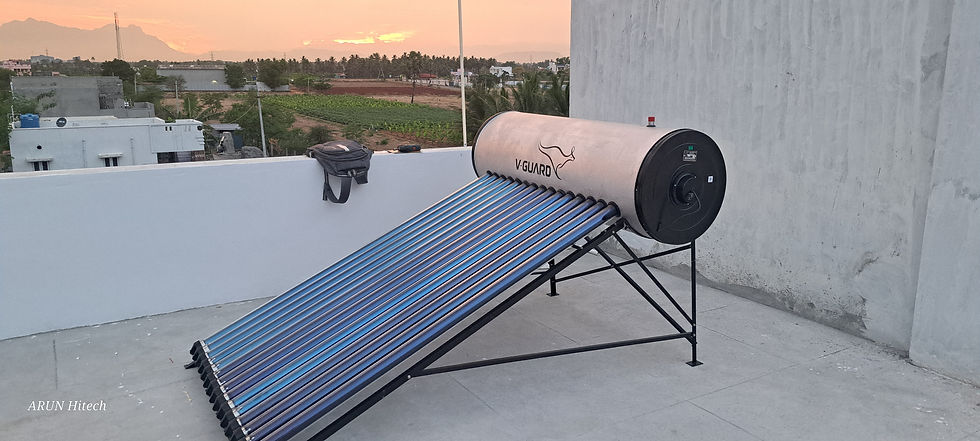 V-Guard V-HOT 150 PLUS AL-8PR Pressurized Solar Water Heater installed at a customer site in Coimbatore
