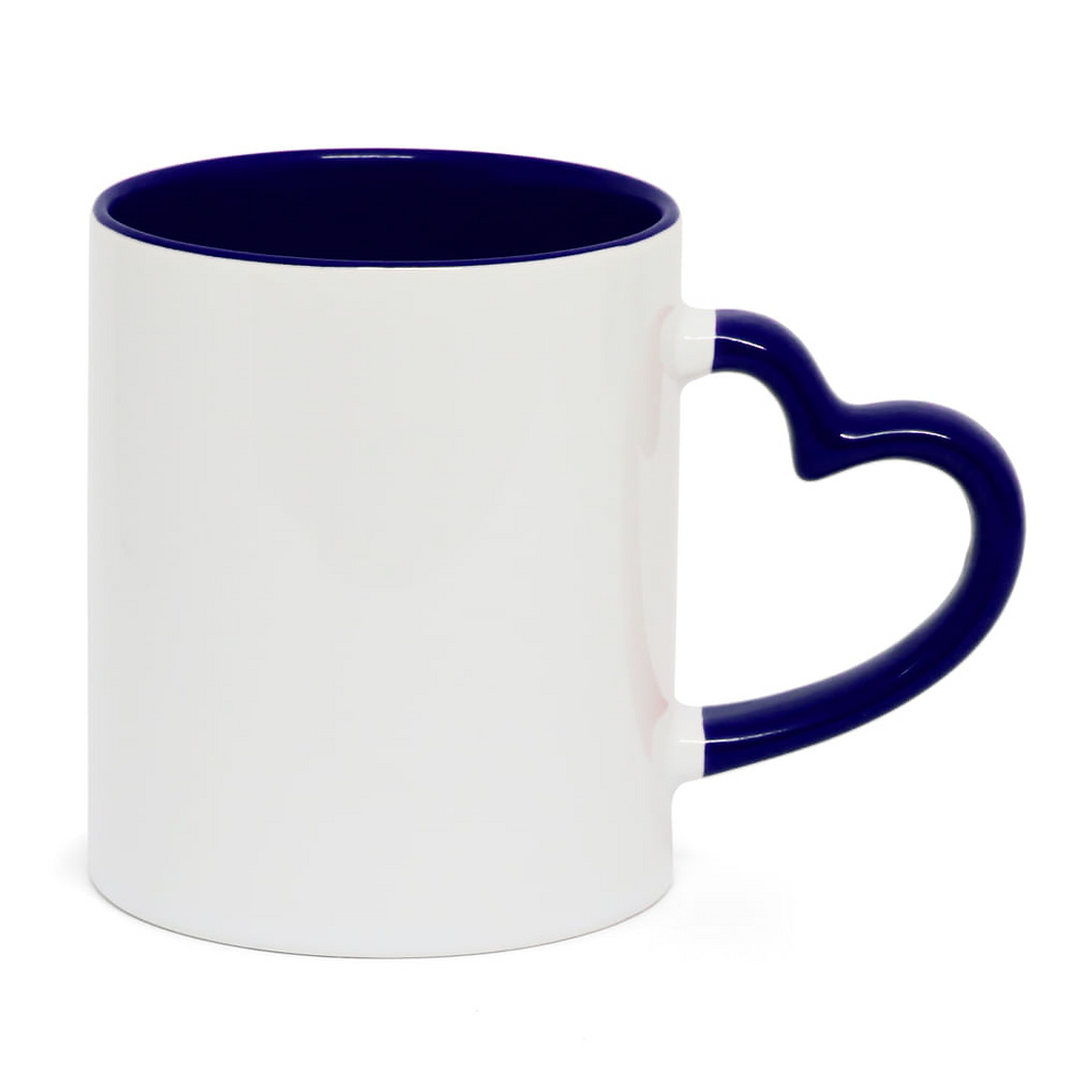 Miniatura: Caneca de Porcelana Alça de Coração Colorida Personalizada 325ml