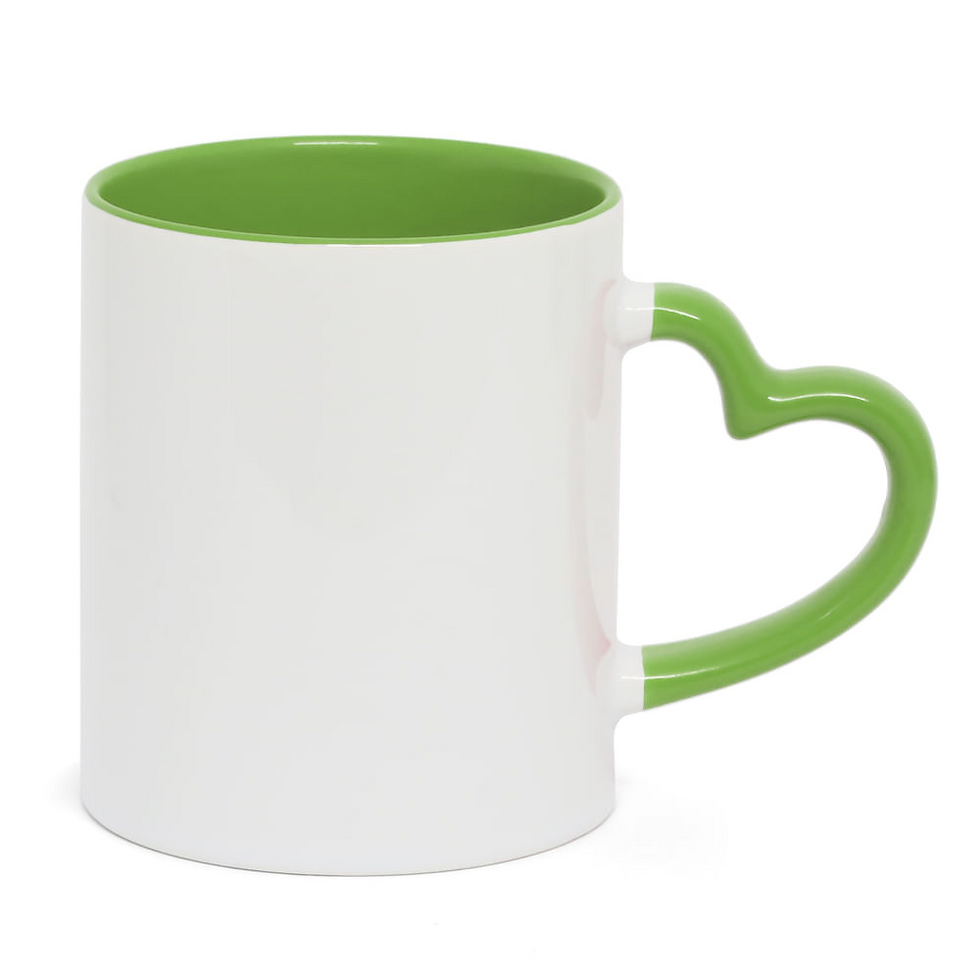 Miniatura: Caneca de Porcelana Alça de Coração Colorida Personalizada 325ml