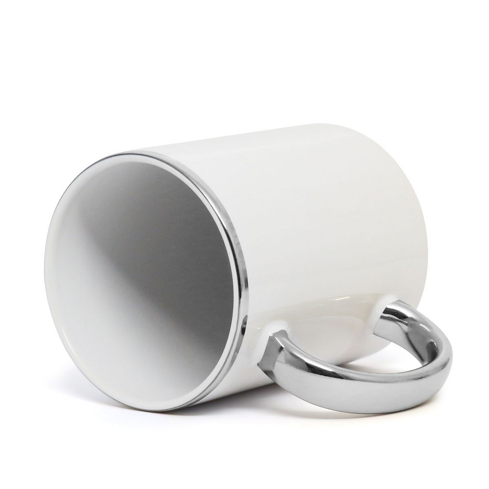 Miniatura: Caneca de Porcelana Alça e Borda Cromada Personalizada 325ml
