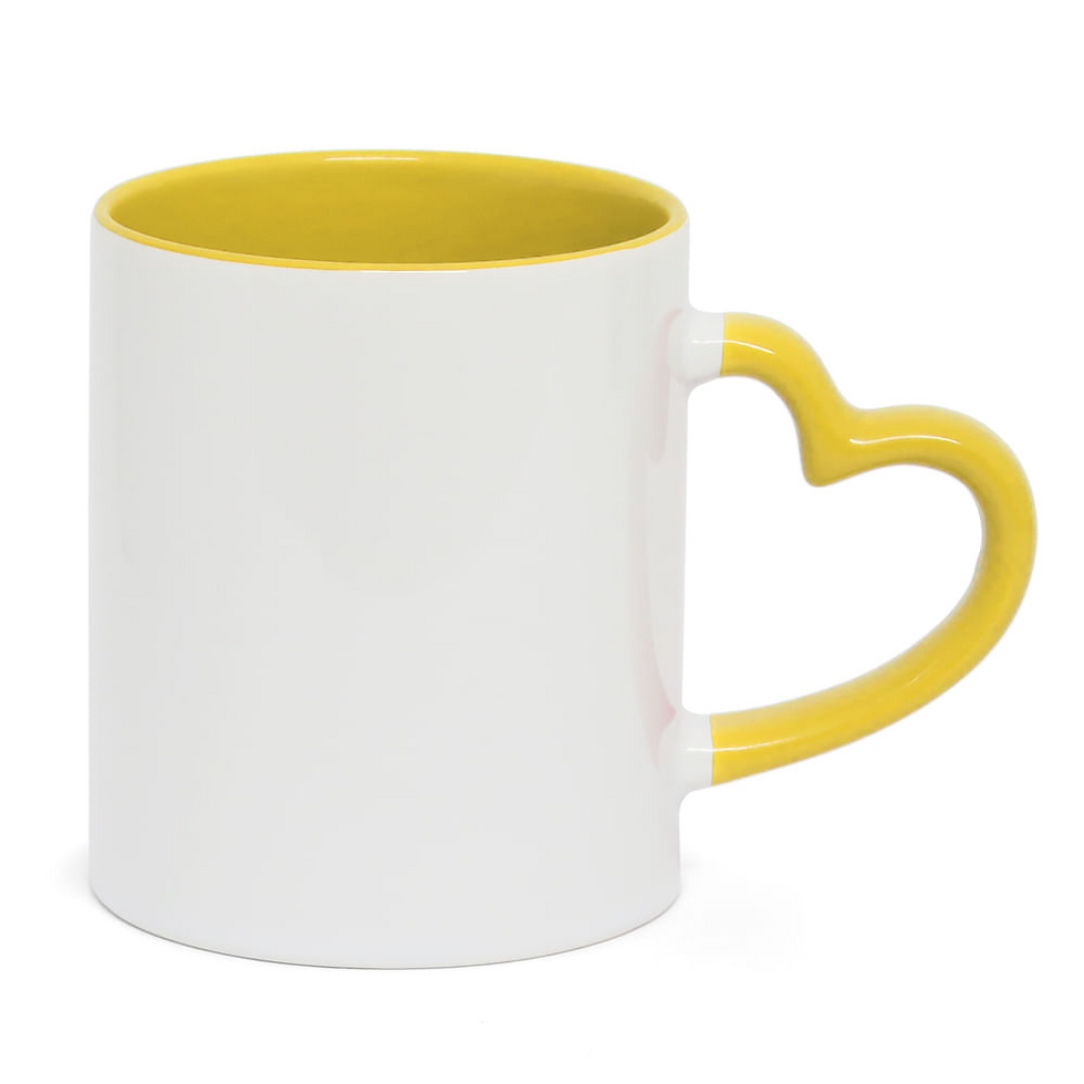 Miniatura: Caneca de Porcelana Alça de Coração Colorida Personalizada 325ml