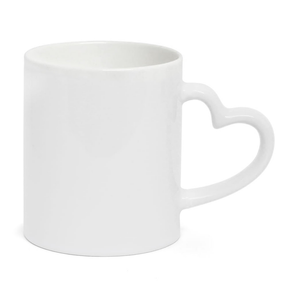 Miniatura: Caneca de Porcelana Alça de Coração Colorida Personalizada 325ml