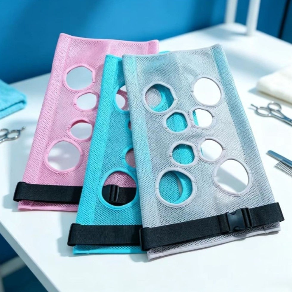 Thumbnail: Breathable Pet Grooming Hammock Sling Cloth Multi-hole Quick Dry Hammock Table R