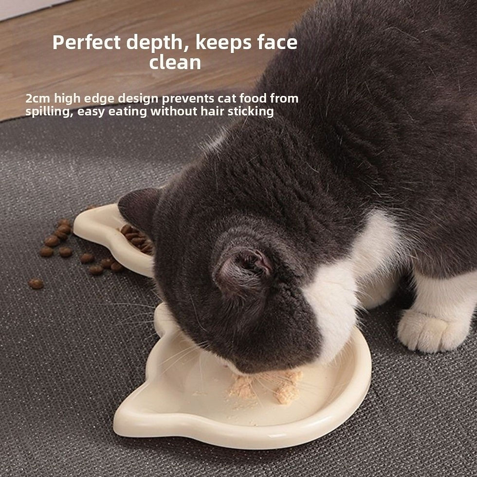 Thumbnail: 1/4pcs Cute Cat Shape Cat Bowl Plastic Anti-Fall Flip Cat Food Bowl Non-slip Pet