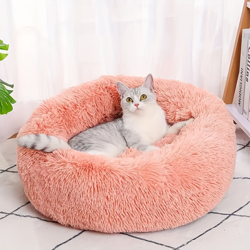 Thumbnail: 1PC comfortable striped plush pet bed, suitable for cats and dogs,warm,deep slee