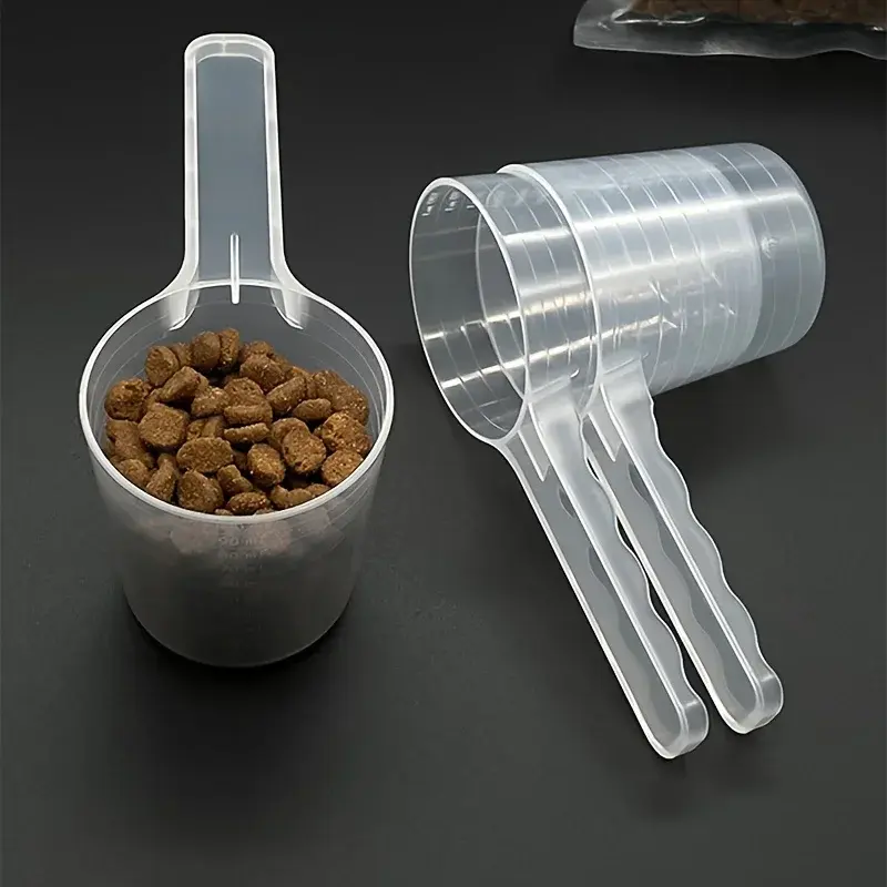 1pc Transparent Pet Measuring Spoon With Scale Plastic Dog Cat Feeding Shovel Pe