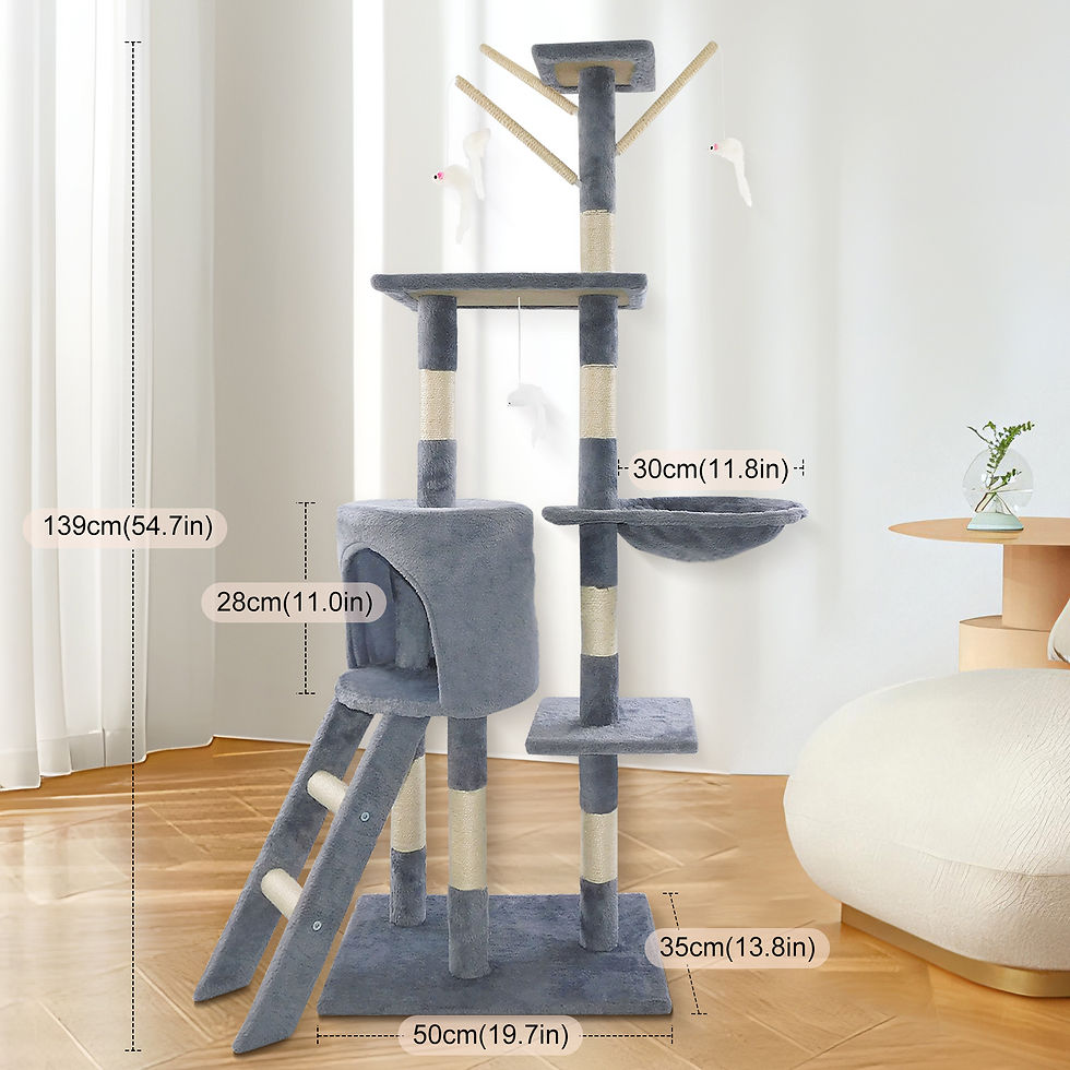 Thumbnail: 138cm Cat Tree Tower Scratching Posts Multilevel Cat Climbing House with Condos 