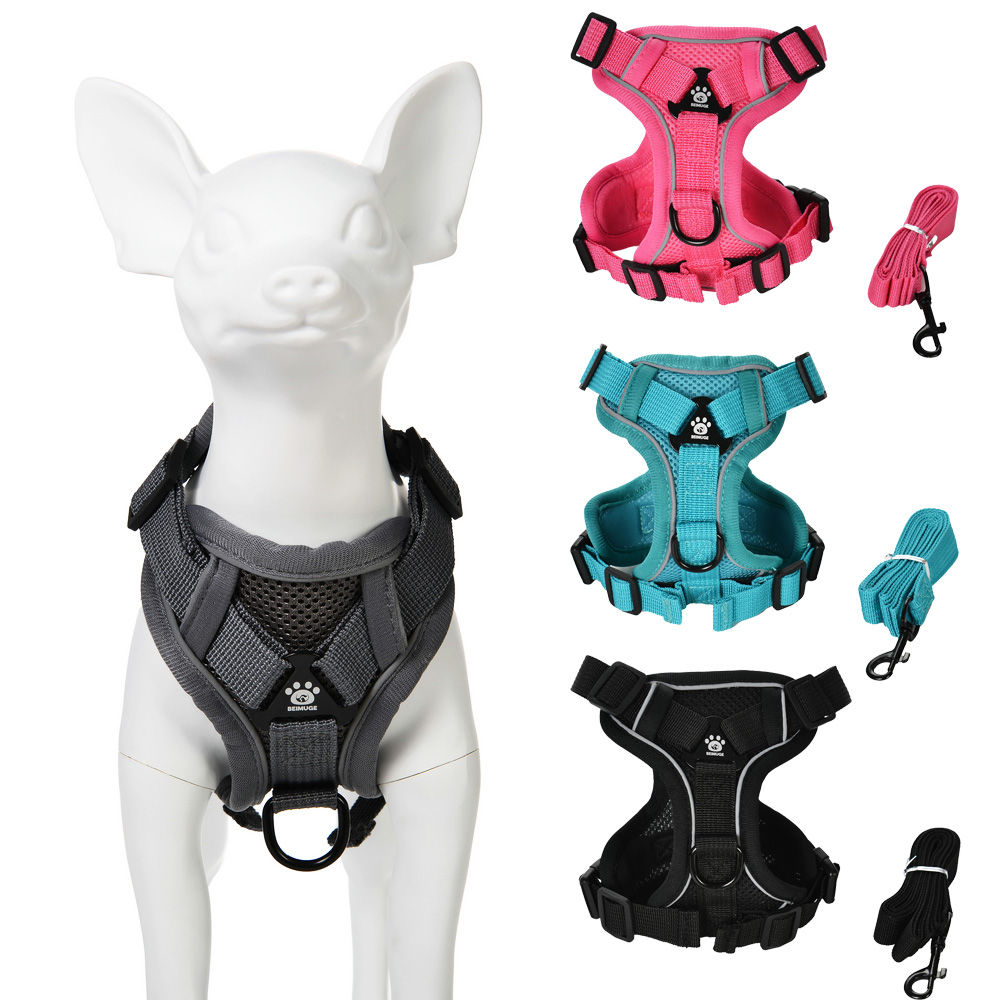 Dog Harness Leash Set For Small Medium Dogs Cat Hiking Adjustable Puppy Leash Re