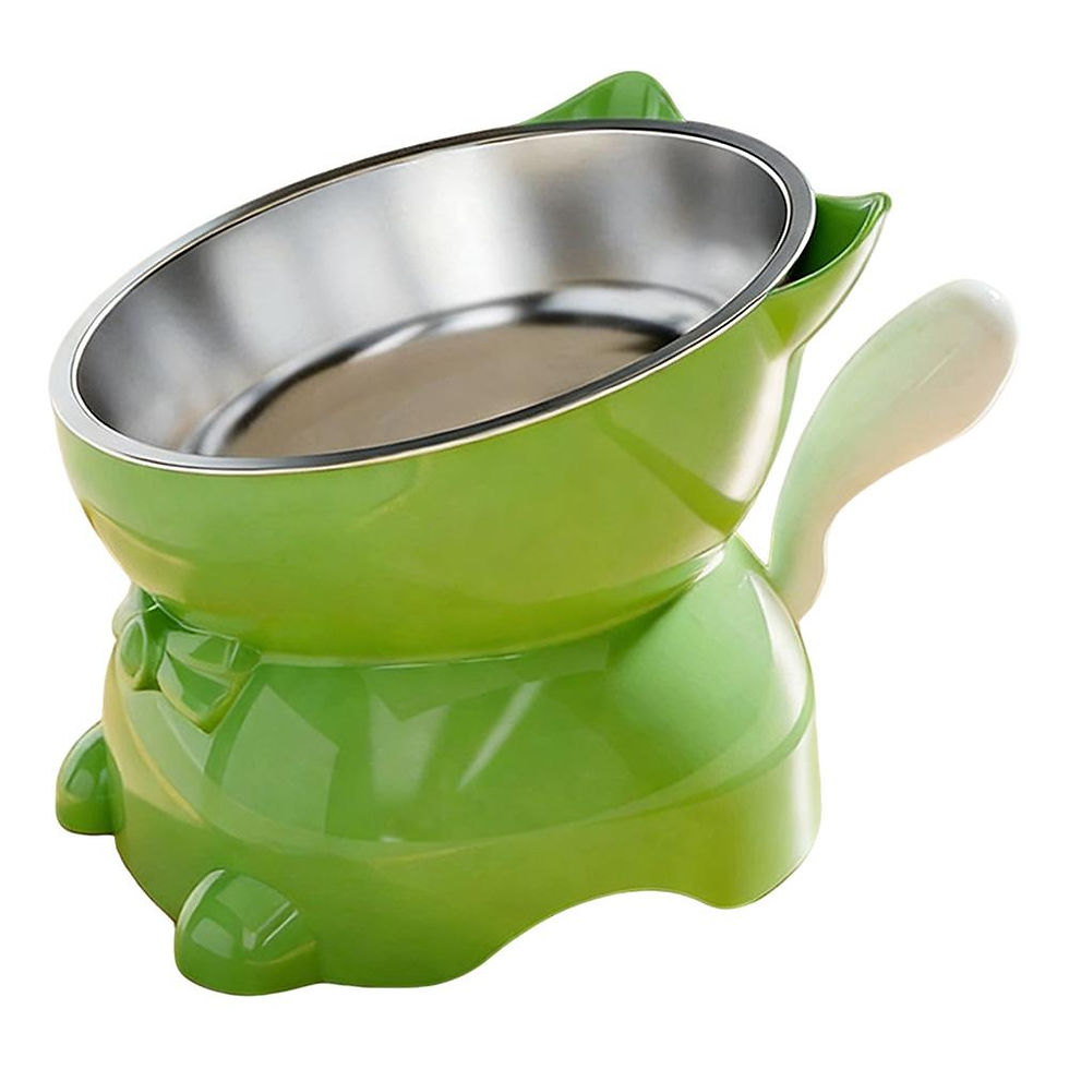 Miniatura: 1pc Elevated Stainless Steel Cat Bowl, Inclined Food & Water Dish with Cute Ear 