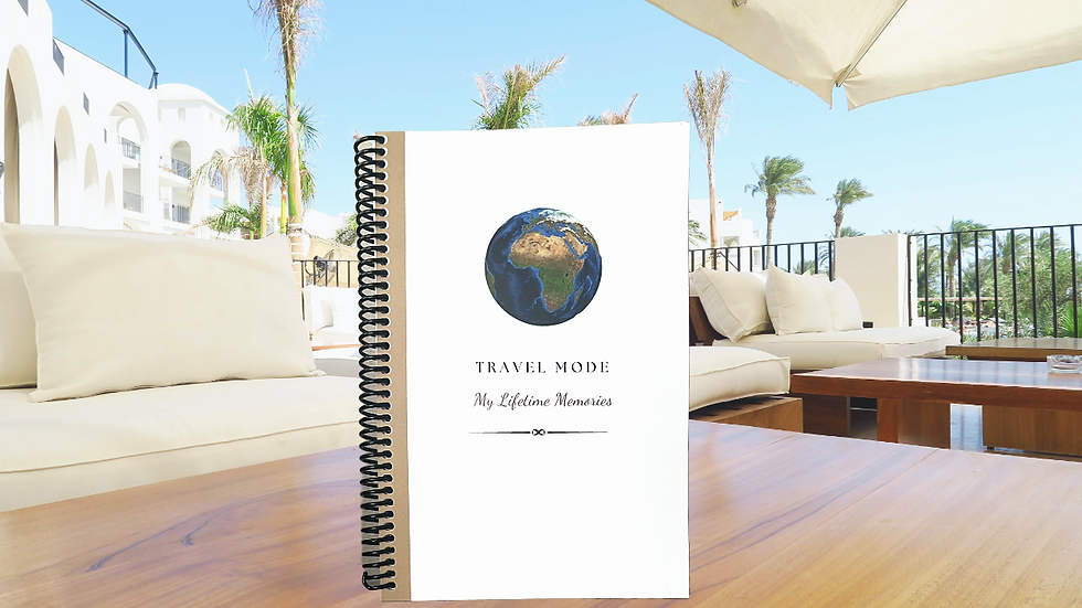 Travel Mode Journal in Creme Cover standing upright on an outdoor table