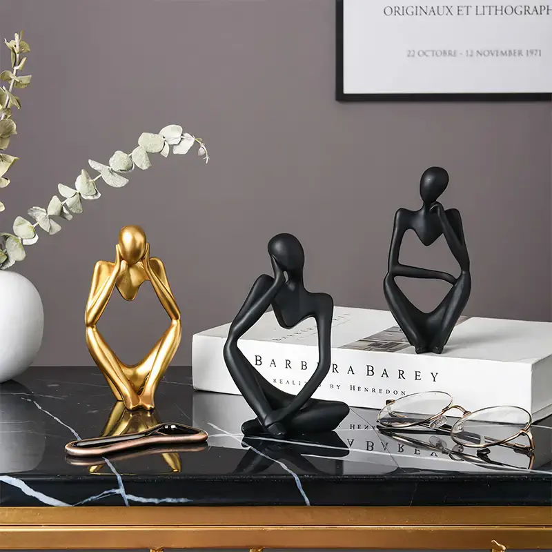 3pcs Handmade Abstract Villain Resin Decorative Statues