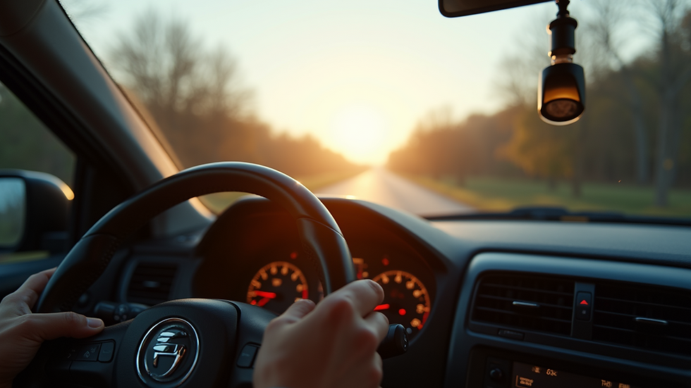 High angle view of a car dashboard showing glare from sunlight through untinted windows