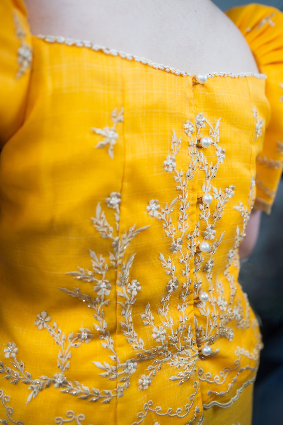 Thumbnail: Women's Pina Cocoon Filipiniana Yellow Terno
