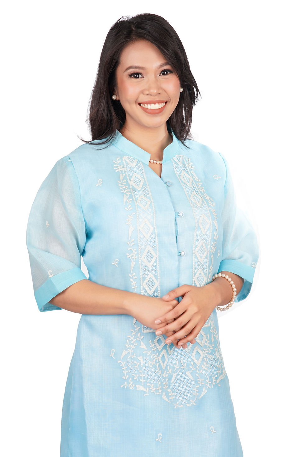 Thumbnail: Women's Bestida Cocoon 3/4 Sleeves Light Blue/Yellow/Green
