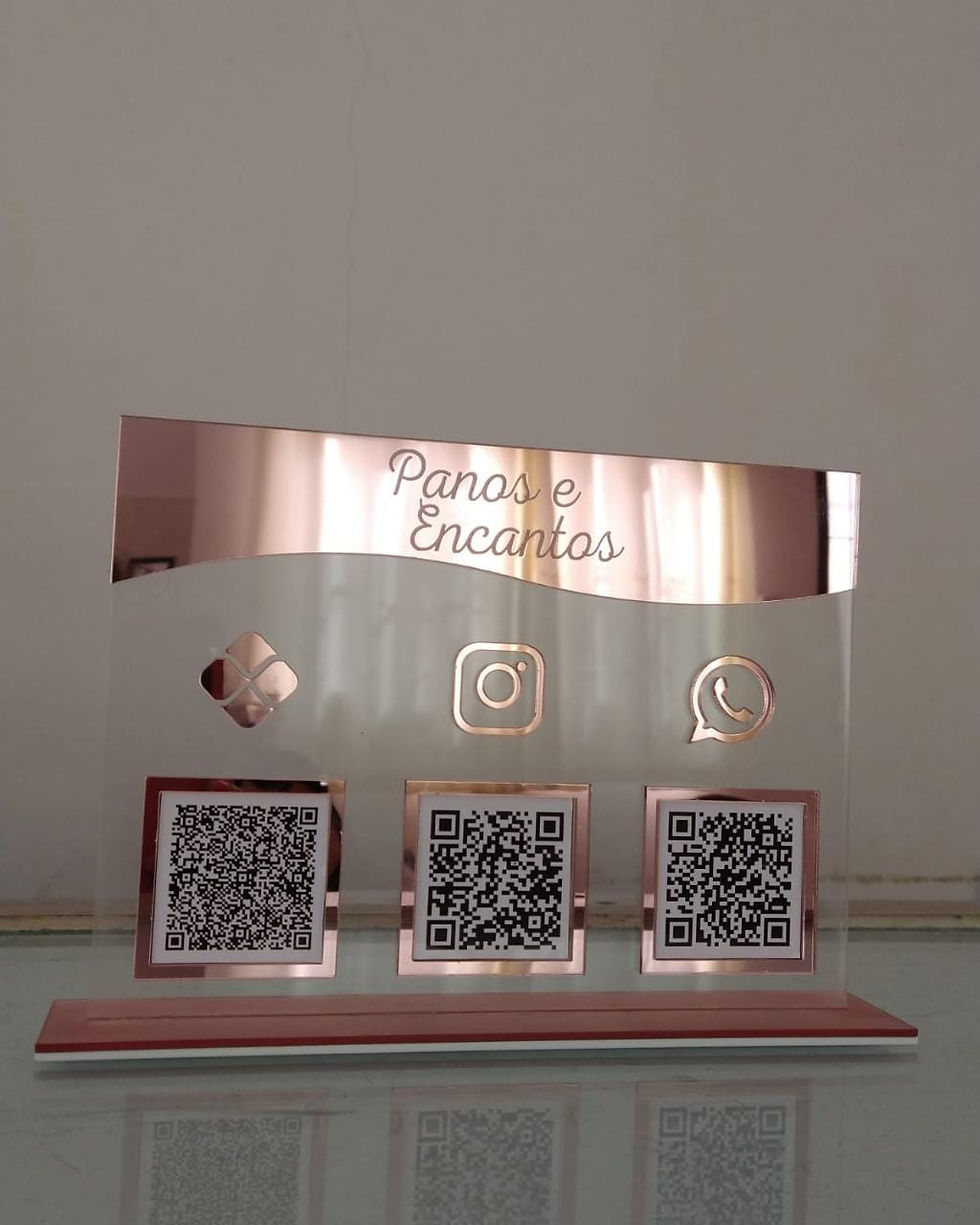Miniatura: Placa 3 QR Code Personalizada Com Logomarca 
