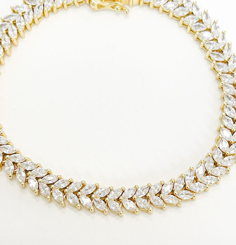 Thumbnail: Gold Marquise Cut Tennis Bracelet