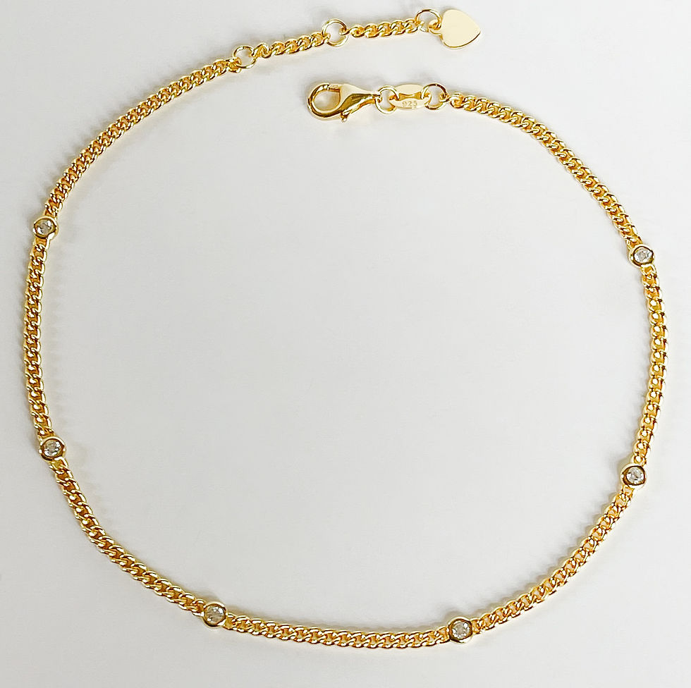 Thumbnail: Gold Multi Mini Crystal Anklet