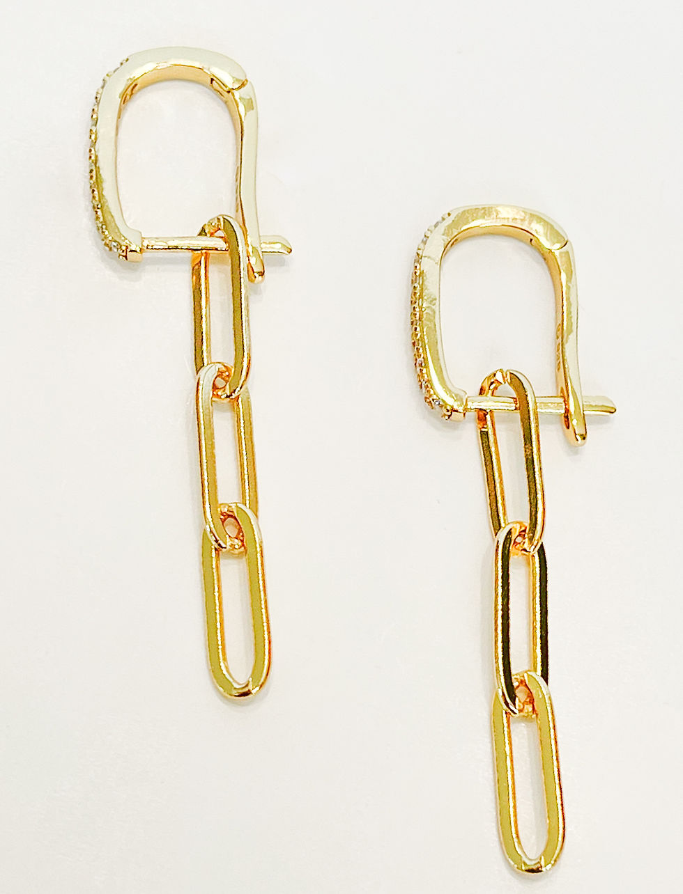 Gold Paper Clip Drop Earrings SE JEWELS