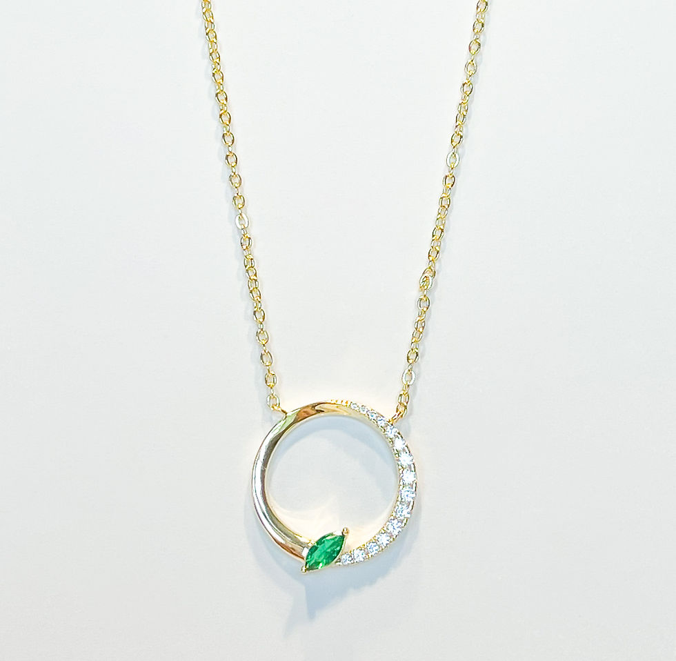 Thumbnail: Gold Emerald Circle Necklace