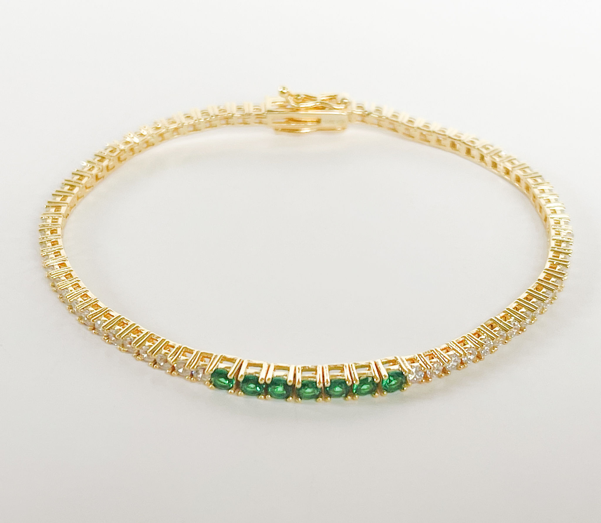 Gold Small Emerald Tennis Bracelet