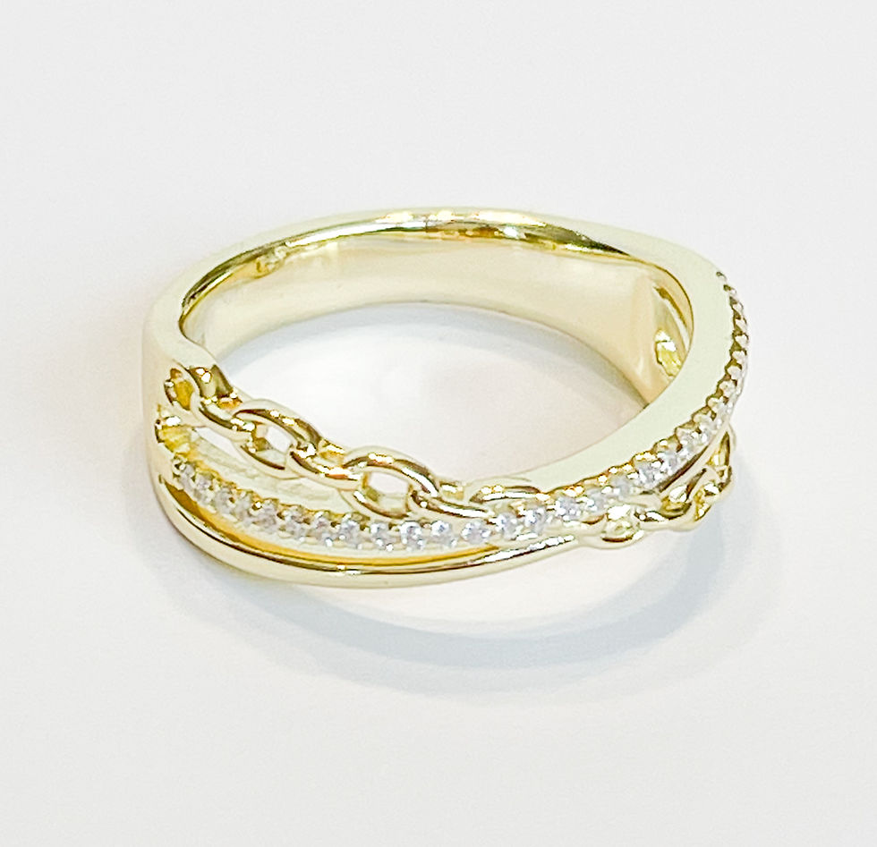 Thumbnail: Gold Double Interlock Crossover Chain Ring