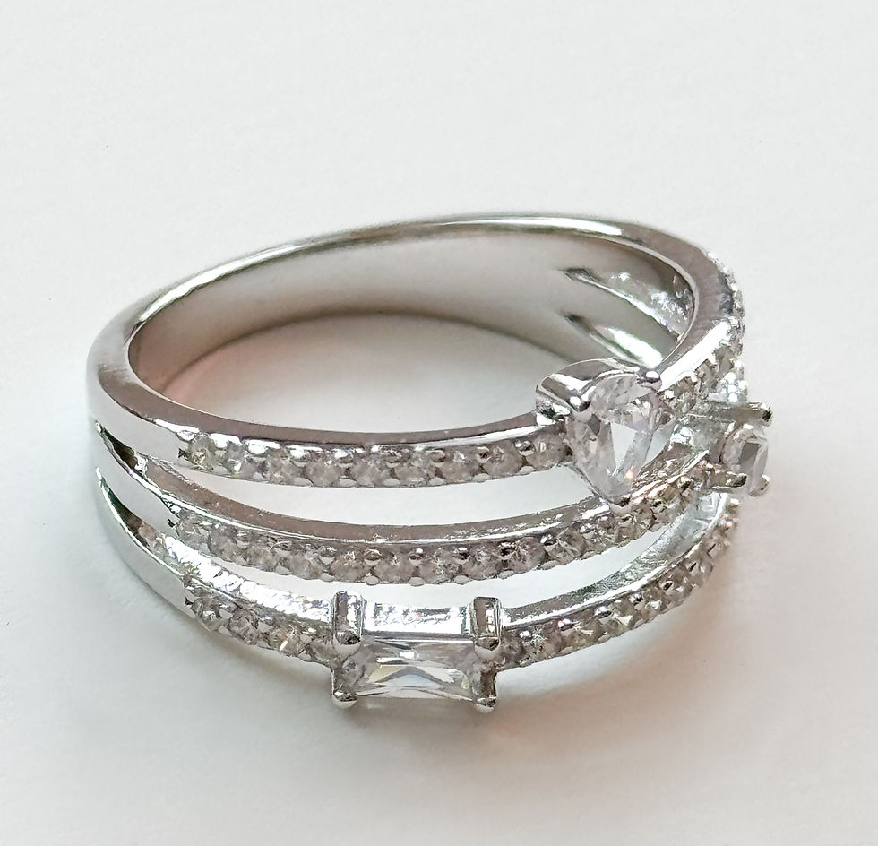 Thumbnail: Silver Triple Multi Stone Ring