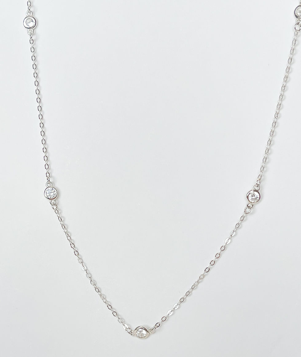 Thumbnail: Silver Crystal Bezel by the Yard Necklace