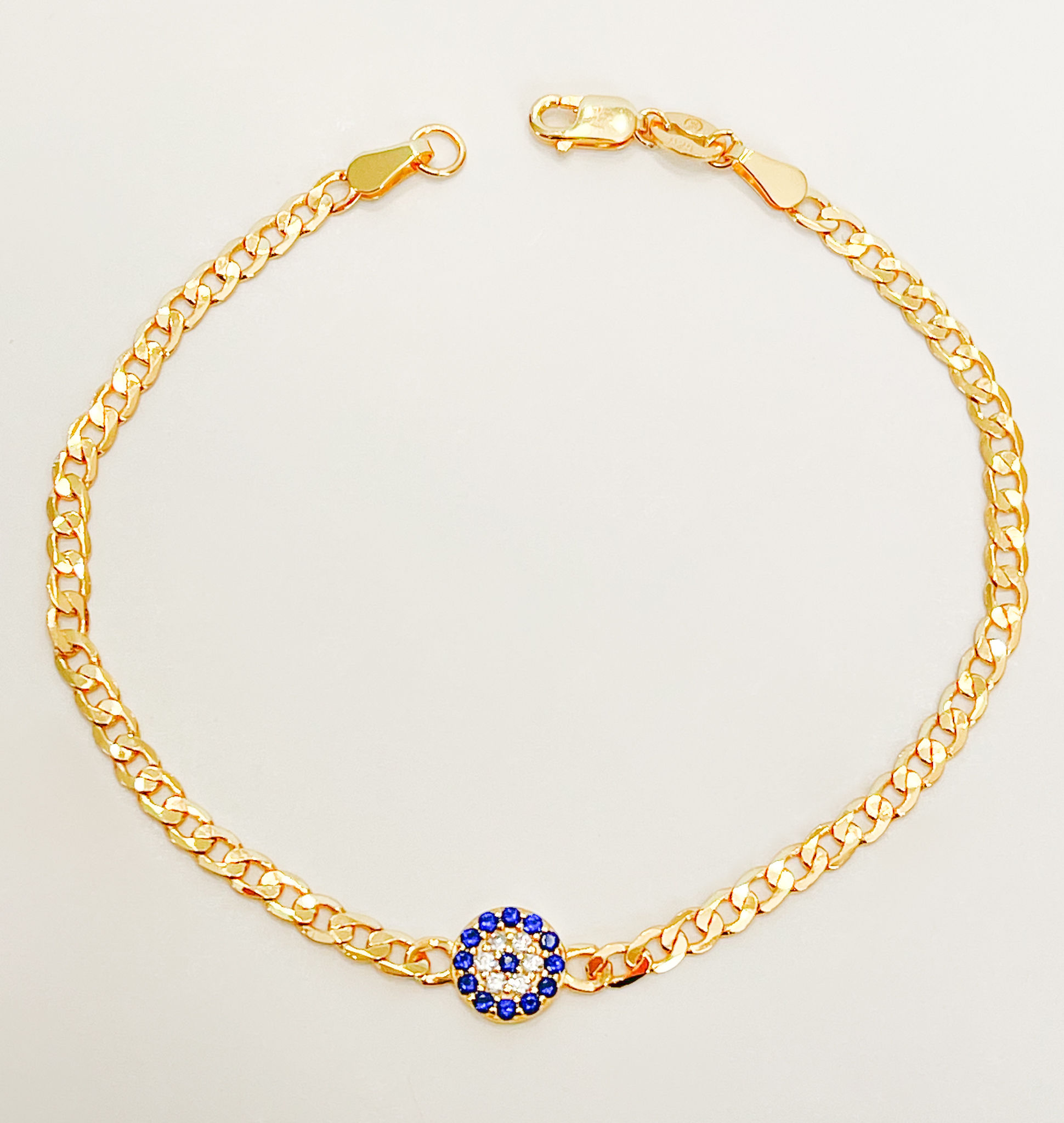 Gold Mini Disc Protective Eye Chain Bracelet