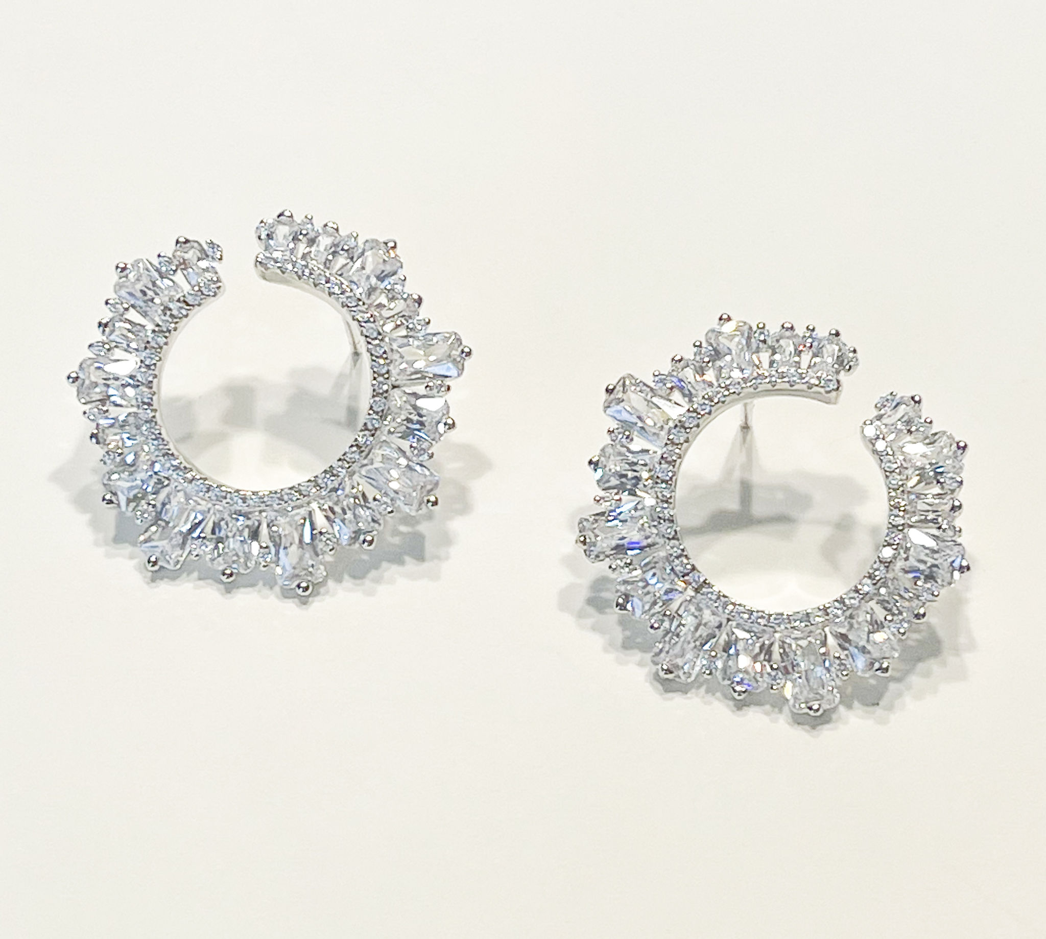 Silver Stardust Open-Circle Earrings