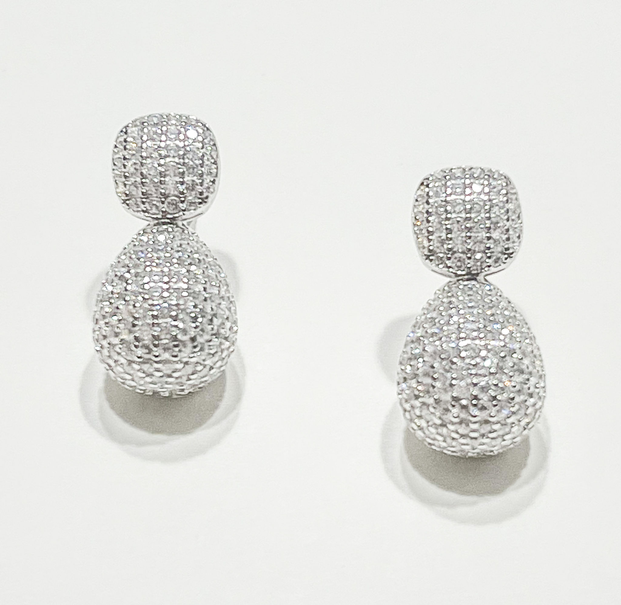 Silver Pave Double Disco Studs