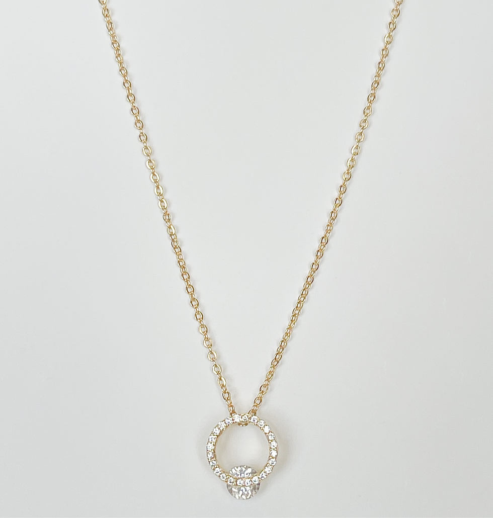 Thumbnail: Gold Elegant Circle Crystal Necklace