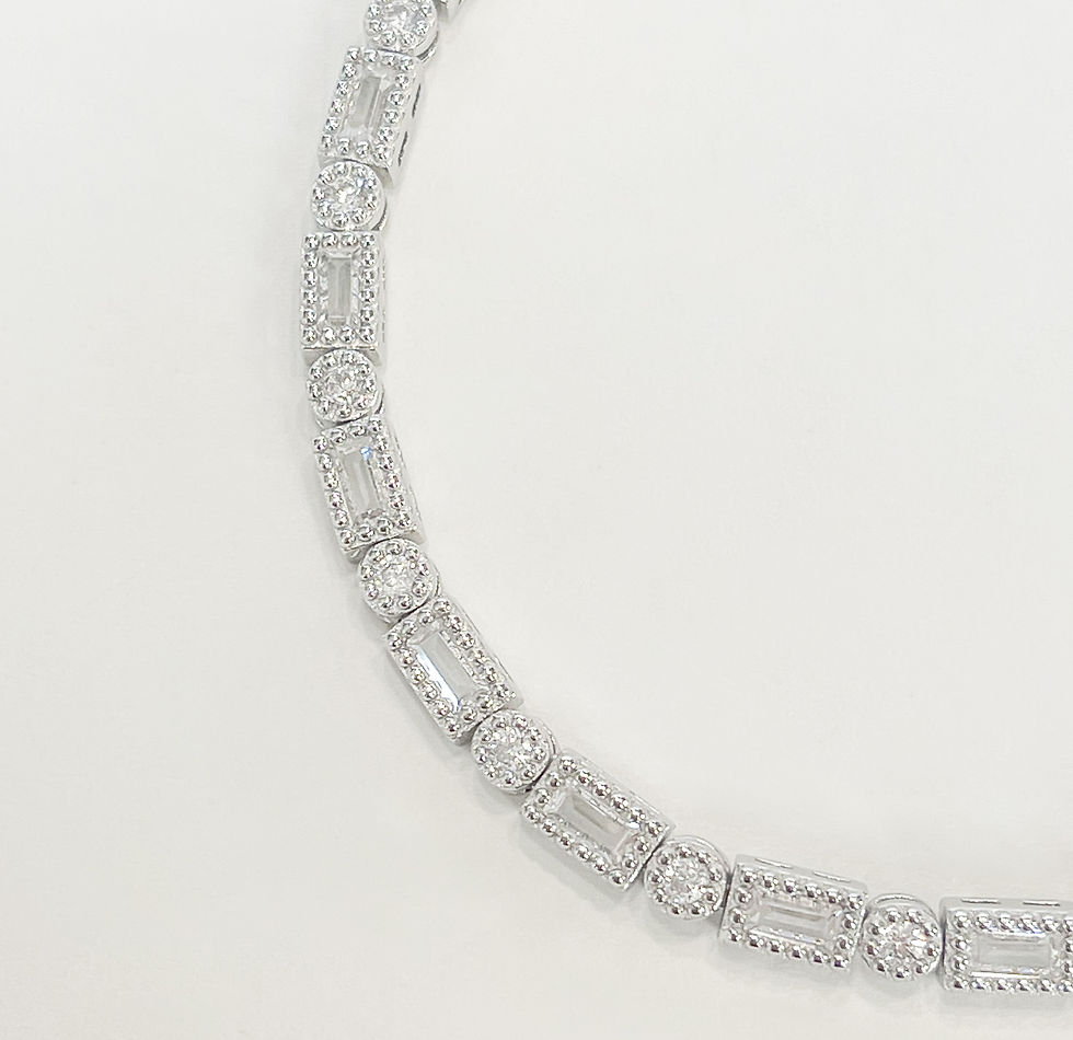 Thumbnail: Silver Baguette & Round Diamond Tennis Bracelet