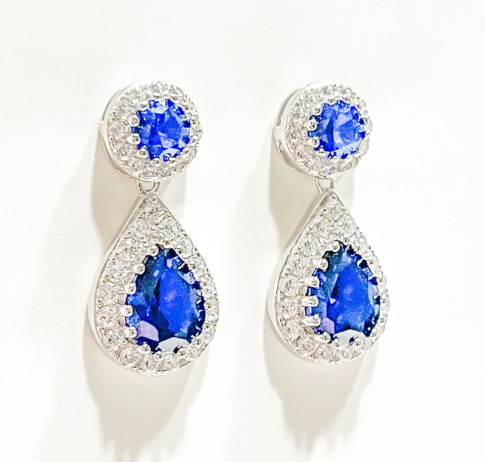 Thumbnail: Silver Double Sapphire Earrings