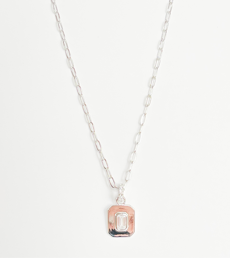 Thumbnail: Silver Gem Pendant Necklace