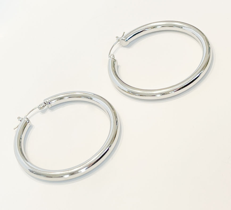 Thumbnail: Silver Chunky Large Hoops