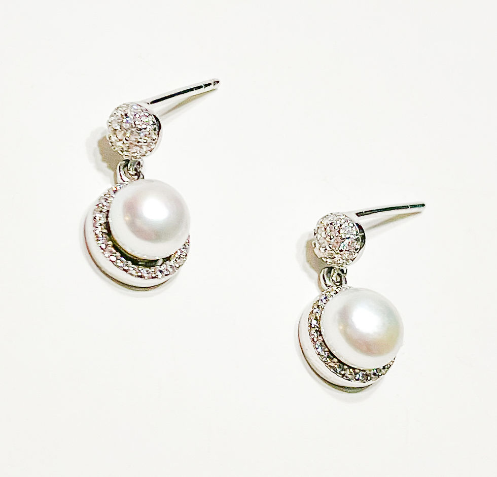 Thumbnail: Silver Pearl Halo Earrings