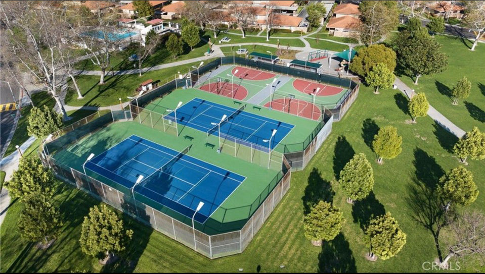Community tennis and pickleball courts and basketball courts.